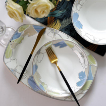 Tangshan Longchang bone china European high-grade tableware Kyoto monumery plate plate deep plate flat rice plate counter