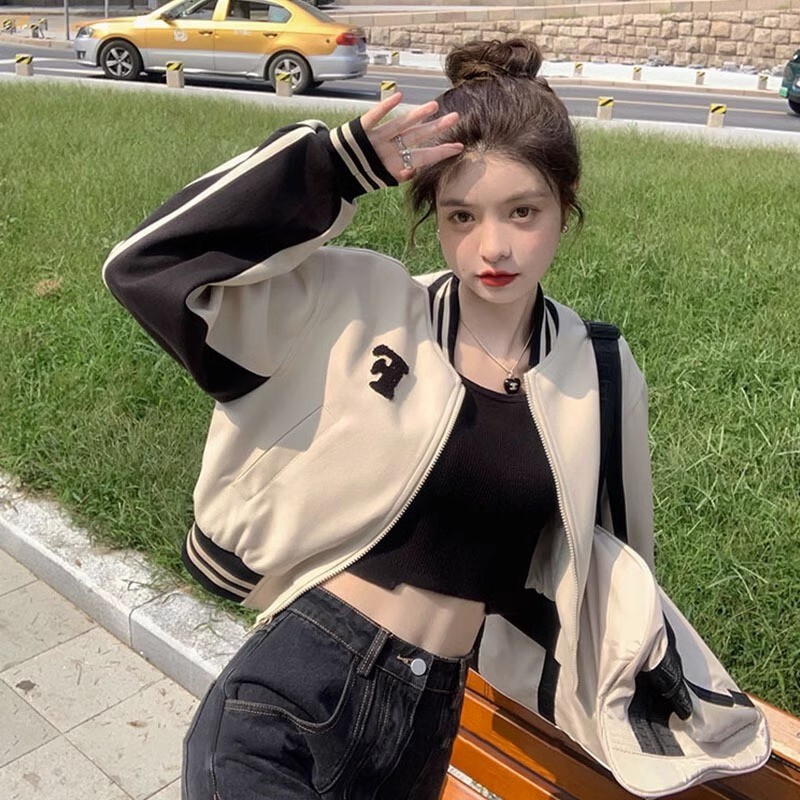 Hong Kong Tweed Style Baseball Jacket Women's Spring & Fall 2025 New Retro Small Short Assault Jacket Top