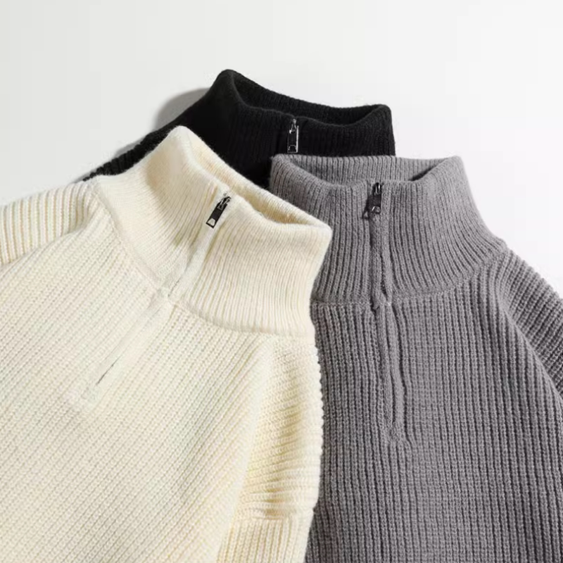 Half-Zip Stand Collar Sweater Jacket for Men, Autumn and Winter Style, American-Style Knitwear, Trendy Brand, Thickened, Warm, High-Neck Sweater Half-Zip Stand Collar Sweater Jacket for Men, Autumn and Winter Style, American-Style Knitwear, Trendy Brand, Thickened, Warm, High-Neck Sweater