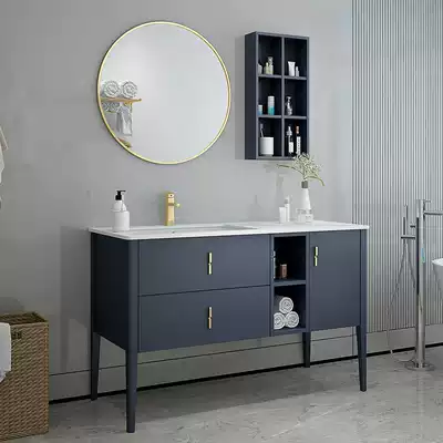 Rock board bathroom cabinet floor light luxury sink sink solid wood simple modern wash table Nordic wash basin basin cabinet