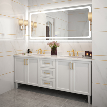 Modern light luxury bathroom cabinet rock board simple toilet sink solid wood American wash table smart sink cabinet