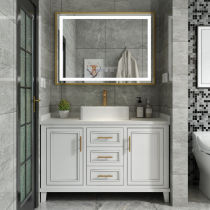 Light luxury bathroom cabinet solid wood smart American sink Nordic oak floor bathroom cabinet combination table basin mirror cabinet