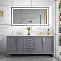 Modern light luxury bathroom cabinet combination double basin simple American wash table washbasin bathroom cabinet solid wood Nordic