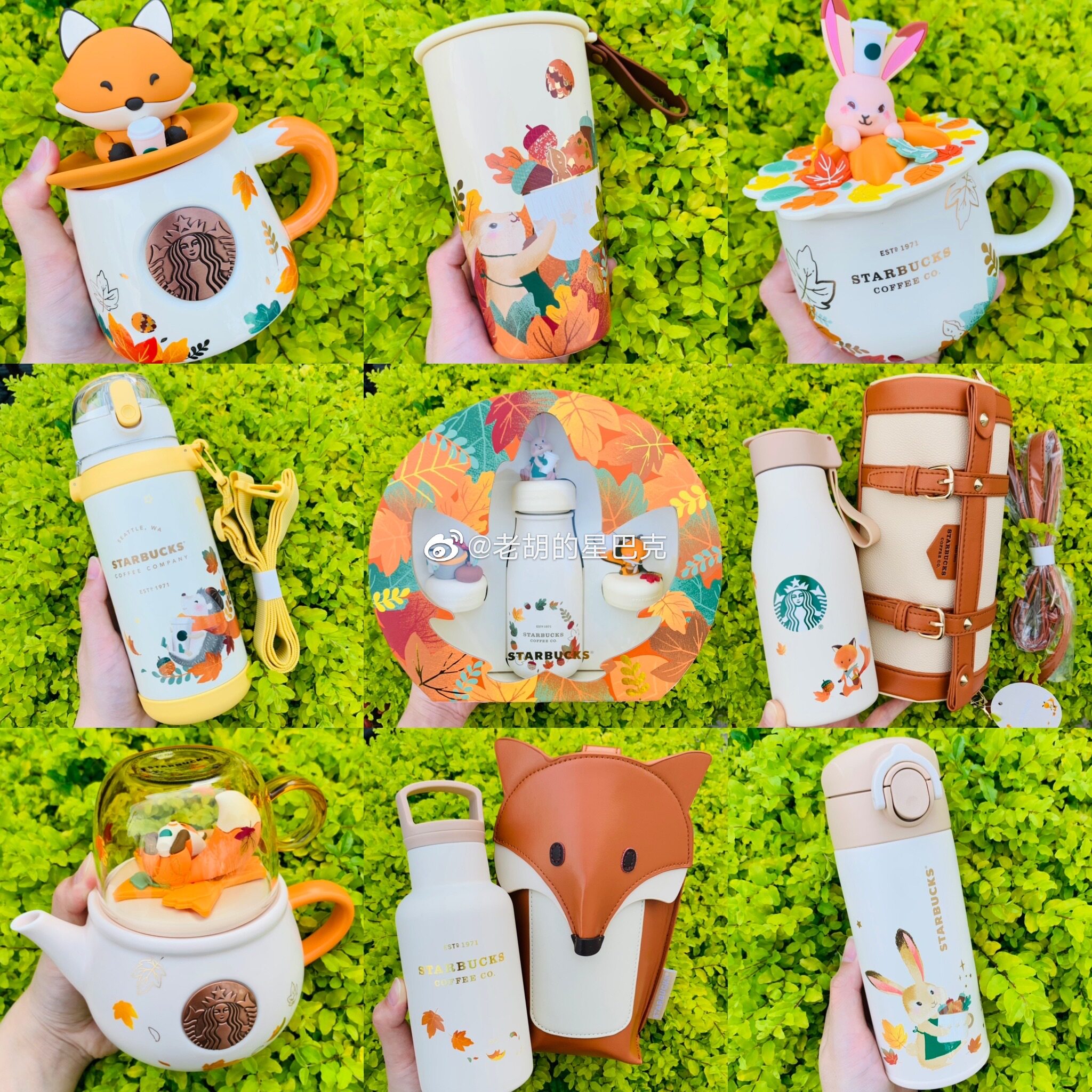Starbucks 2021 Autumn New Products Mid Autumn Jade Rabbit Fox Hedgehog Maple Leaf Mark Cup Glass Straws With Bag To Drink Water