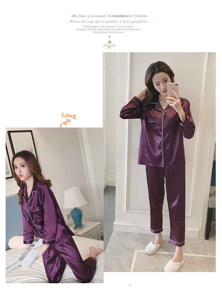 Bộ đồ ngủ lụa mùa xuân và mùa thu của phụ nữ áo nịt lụa gợi cảm cộng với phân bón XL ngọt ngào có thể mặc hai bộ dịch vụ tại nhà bộ khủng long