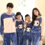 Mùa thu và mùa đông áo dài tay bố mẹ-con dày flannel mẹ người phụ nữ phục vụ nhà san hô nhung gia đình ba bộ gia đình thu đông đẹp