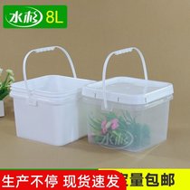 Thickened plastic bucket 8L transparent square bucket with lid food grade cat food and dog food sealed bucket jellyfish packaging barrel