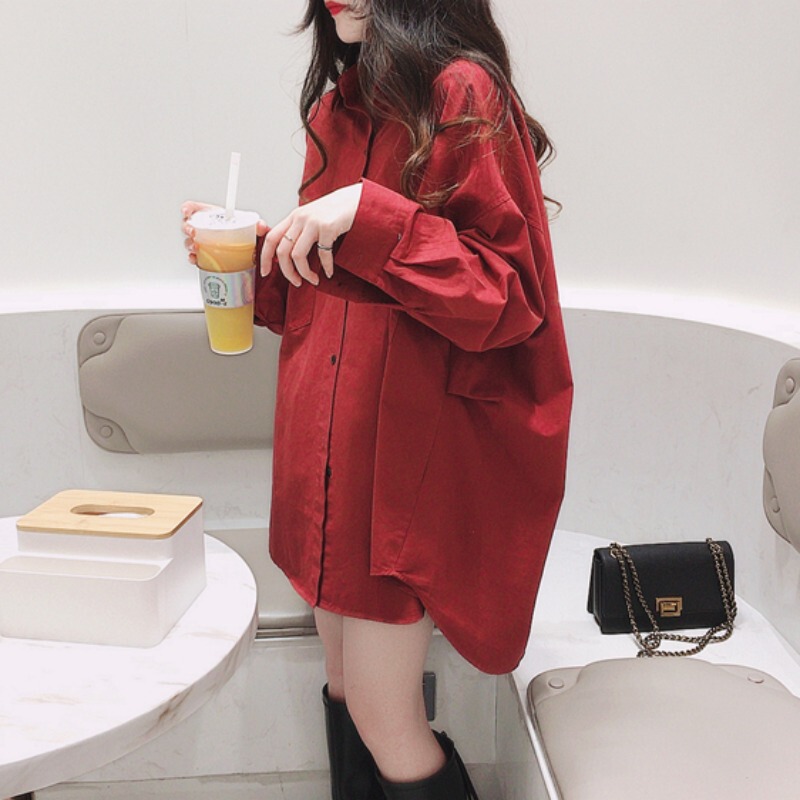 Spring and Autumn Plus-Size Artistic Retro Loose and Lazy Cocoon-Shaped Stylish Casual High-End Tops for Chubby Girls, Slimming Shirts Spring and Autumn Plus-Size Artistic Retro Loose and Lazy Cocoon-Shaped Stylish Casual High-End Tops for Chubby Girls, Slimming Shirts