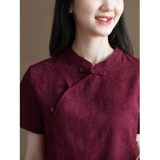 Retro New Chinese Style Improved Cheongsam Dress Women 2025 Summer Loose Young Style Artistic Short Sleeve Mid-Length Dress Women