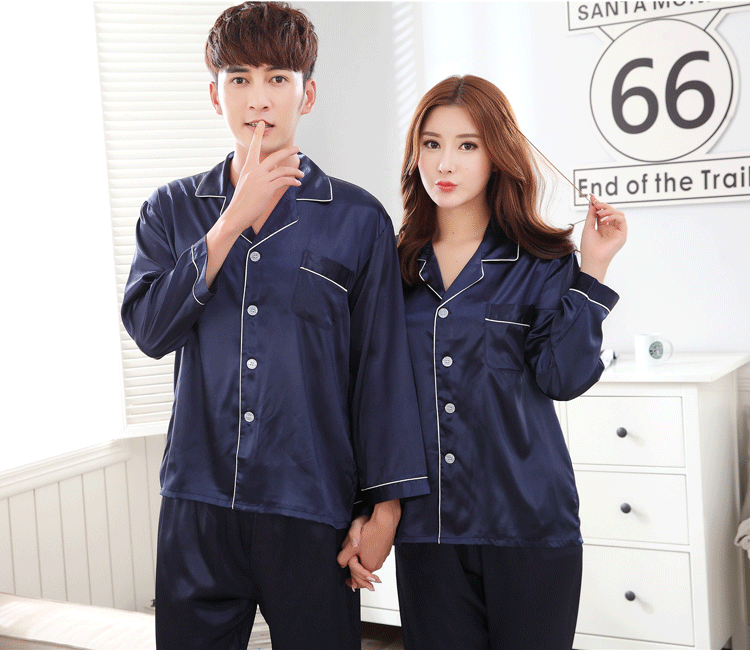 Bộ đồ ngủ bằng lụa băng đôi nam nữ lụa dài tay lụa hai mảnh phù hợp với phần mỏng cộng với phân bón XL mở service dịch vụ tại nhà đồ lót nam
