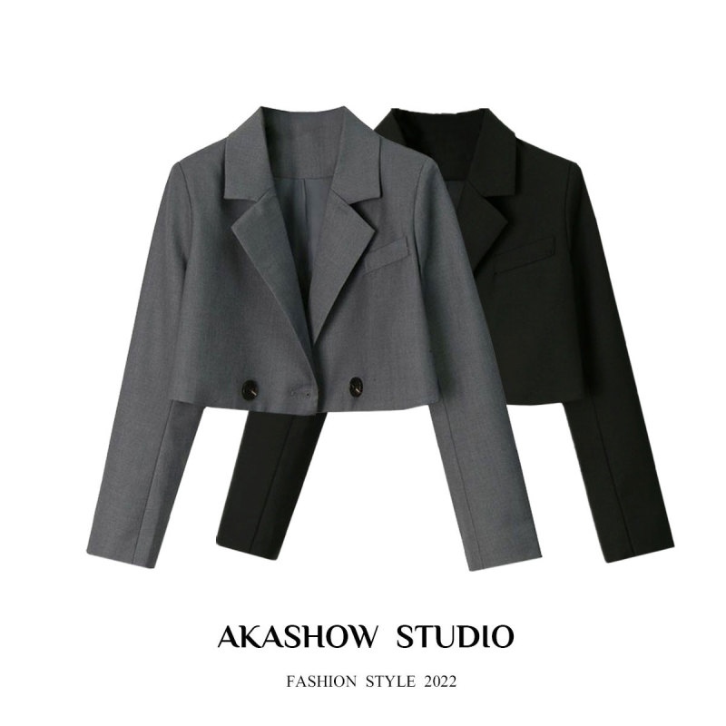 Black Blazer for Women, Spring, Autumn, Summer, New Korean Style, Loose Casual Versatile Short Suit Jacket for Petite Figures