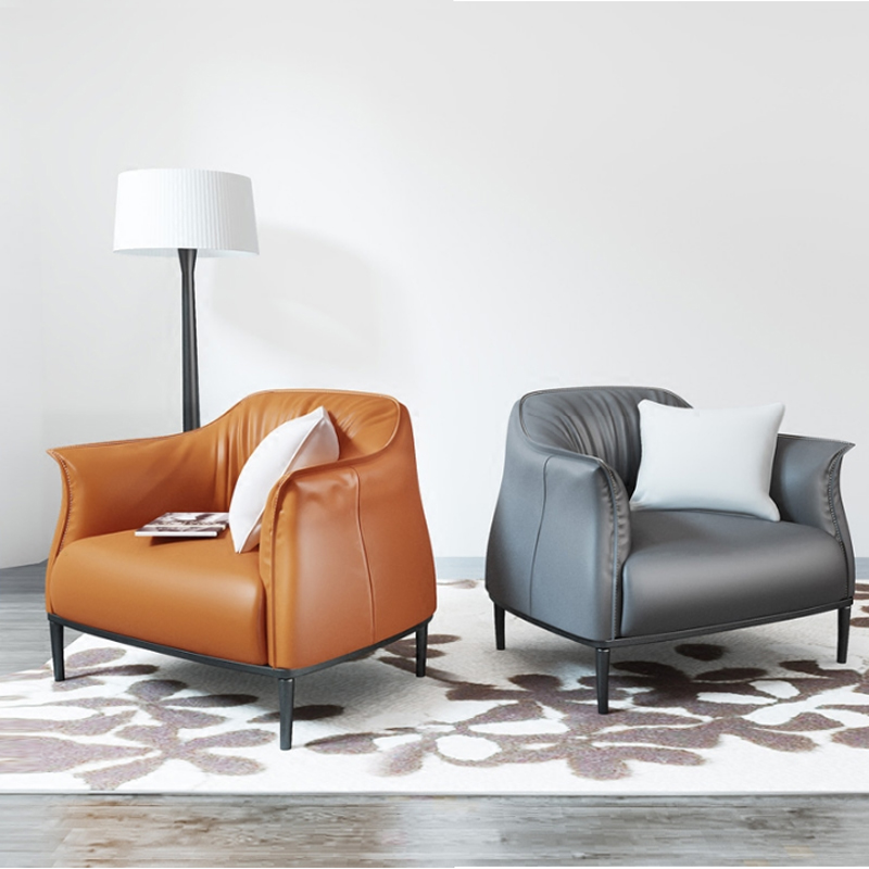 Modern minimalist fashion leisure reception leather Nordic creative furniture single sofa chair model room designer chair
