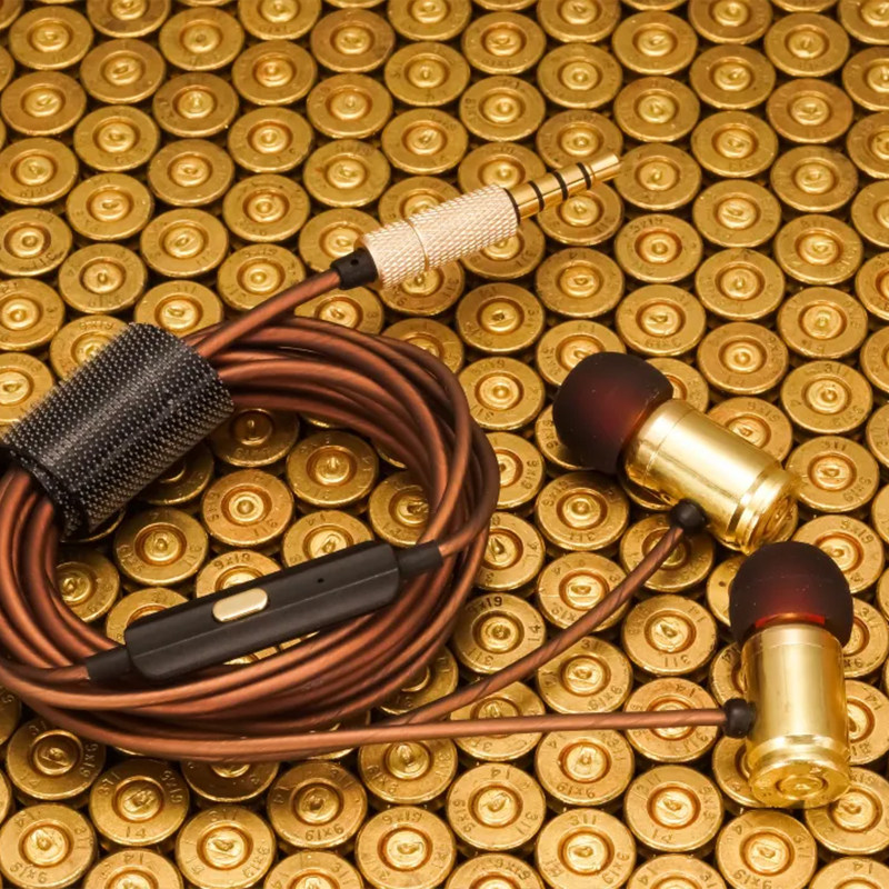 Pure hand made in the ear style 9MM bullet shell headphones Apple Android General