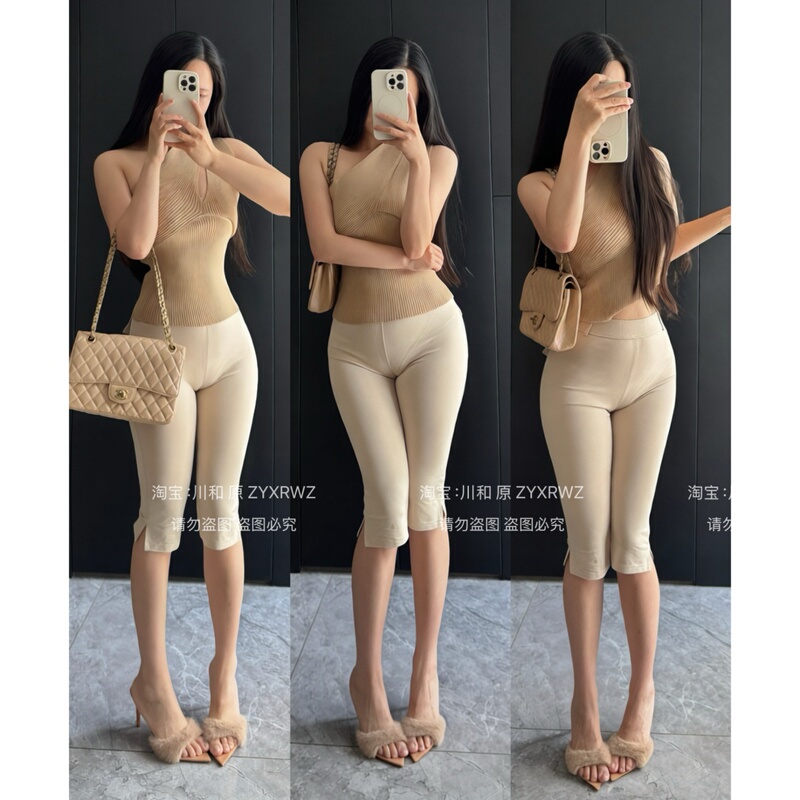 【Vintage Feel S Curve】Capri Shorts for Women, New Summer High-Waisted, Nude-Feel, Tummy Control, Butt-Lifting, Slimming