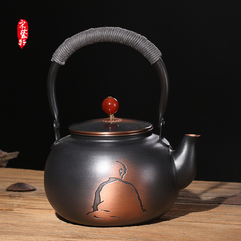 Song Yixuan cooking water boiling water tea preservation pot bronze ware pure copper tea set pure handmade copper pot teapot pure red copper