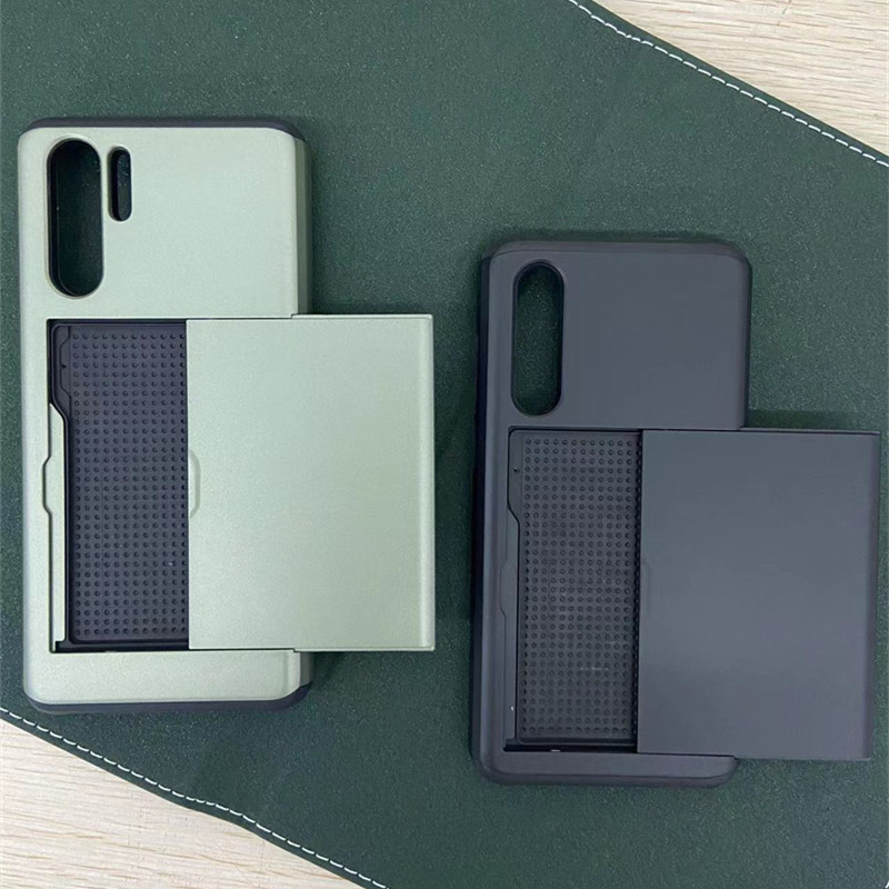 Suitable for Huawei P30/P30Pro, Card-Insertable Phone Case with Sliding Cover, Storage Protective Cover, Coin Compartment, Card Slot