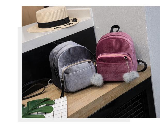 Corduroy đeo vai nữ 2018 mùa đông mới nhung kẻ thời trang Hàn Quốc đơn giản hoang dã mini ba lô balo nam đẹp