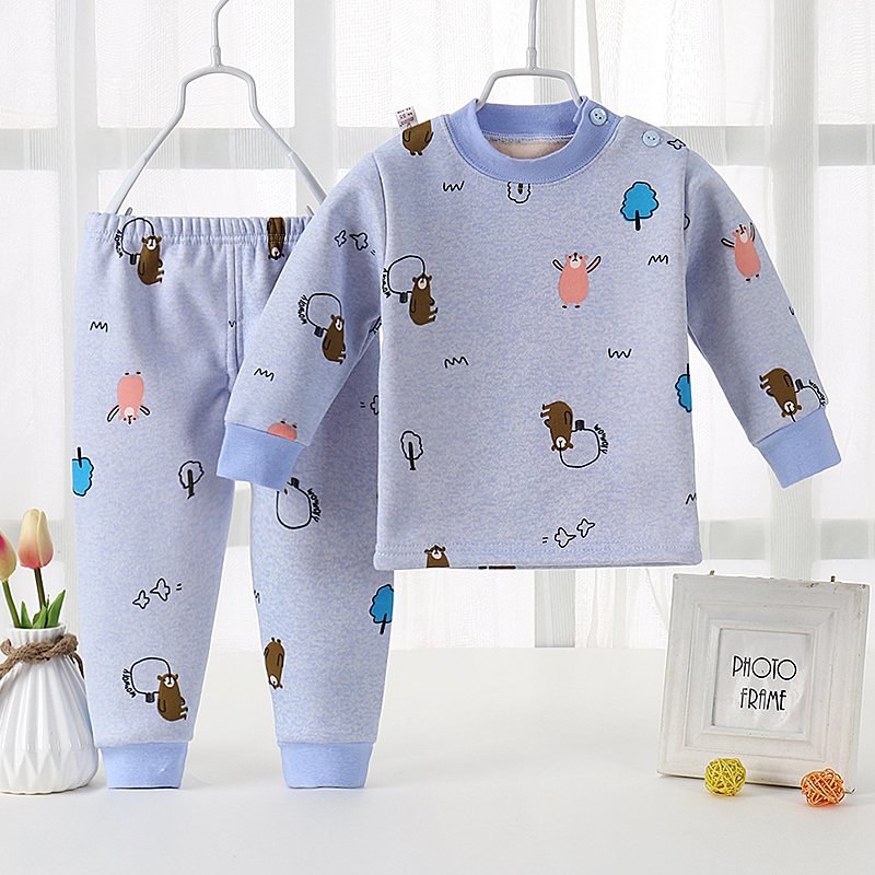 Bộ đồ lót nhiệt cho bé 0-4 tuổi Quần bé trai cotton mùa thu đông cộng với quần nhung dày mùa thu bộ đồ ba lỗ mùa thu cho bé sơ sinh