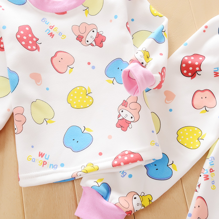 Bộ đồ lót nhiệt cho bé bằng vải cotton cộng với nhung dày cho bé Bộ quần áo mùa thu bé trai và bé gái sơ sinh quần áo ấm đồ lót trẻ em