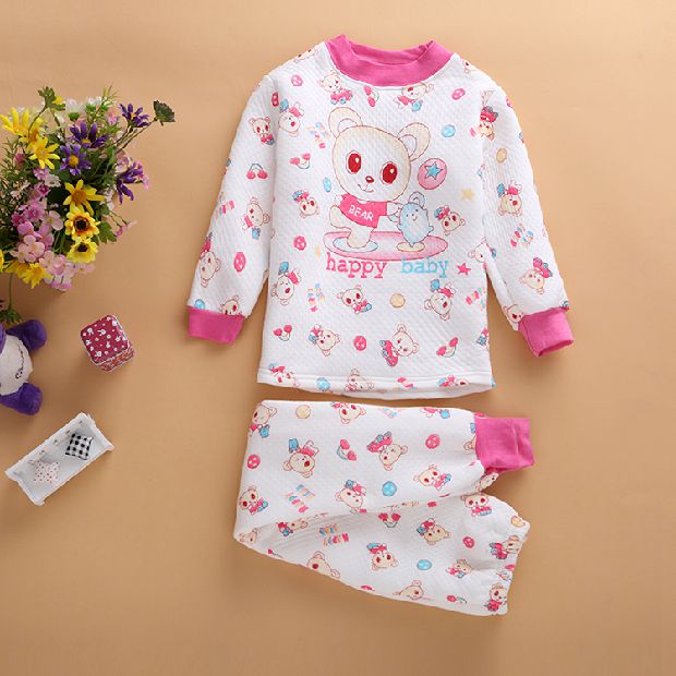 Quần áo trẻ em Trẻ em mùa đông quần phù hợp với bé trai và bé gái dày ba lớp cộng với bộ đồ lót nhiệt bằng cotton đồ bộ cho be gái 12 tuổi