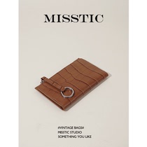 (MT) Custom Coin Purse Retro First Layer Cowhide Crocodile Pattern Anti-theft Brush Multi-Card Ultra-thin Couple Card Holder