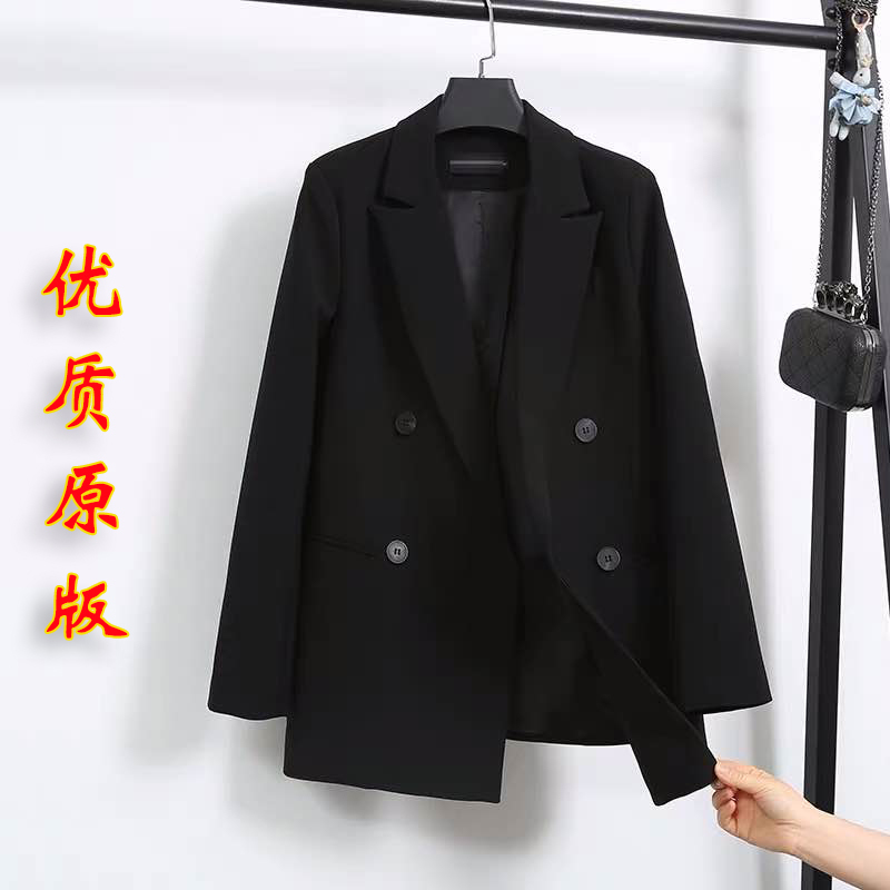 2026 Spring and Autumn Korean Style Chic Black Blazer Boyfriend Style Professional Loose Casual Suit Jacket for Women Trendy