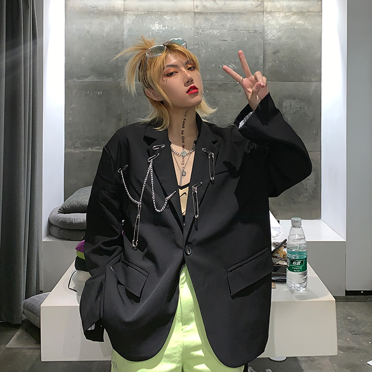 UN dark paper clip hanging ring suit jacket women's spring and autumn design niche Korean style loose long-sleeved top