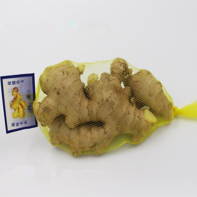 Supermarket special ginger garlic net pocket with barcode plastic dense net egg potato onion yellow packing bag