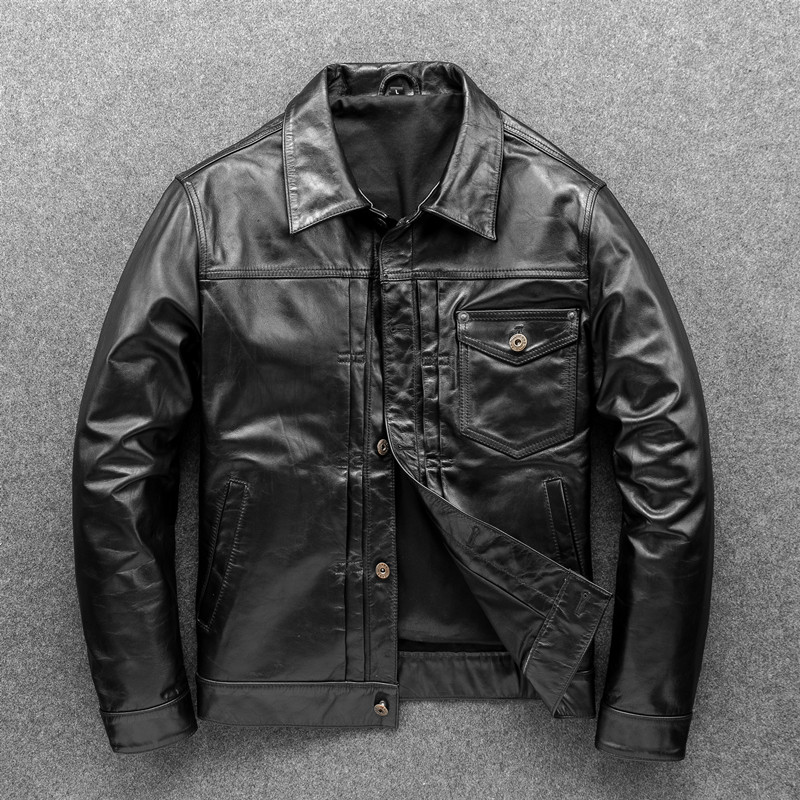 Casual Japanese retro old-fashioned first-layer horse leather jacket 506 large size motorcycle leather jacket male Mulan Road treatment