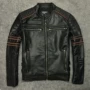 Áo khoác da nam Harley mới mùa thu và mùa đông áo khoác thêu sọ lớp da xe máy áo khoác da - Quần áo lông thú áo jean nam