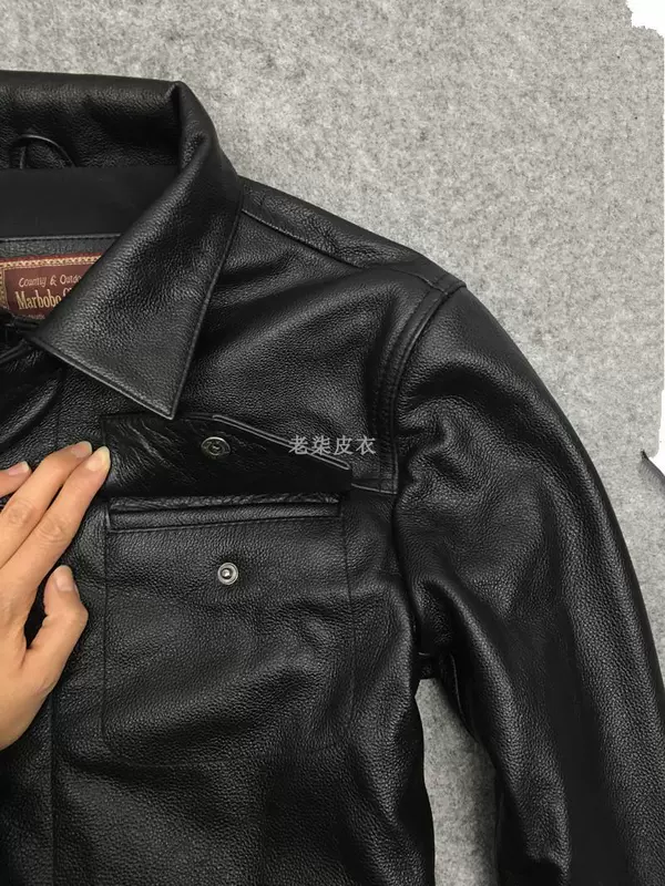 Hàn Quốc nhập khẩu da mềm mỏng nam da lộn da nam da bò denim da áo ấm nam