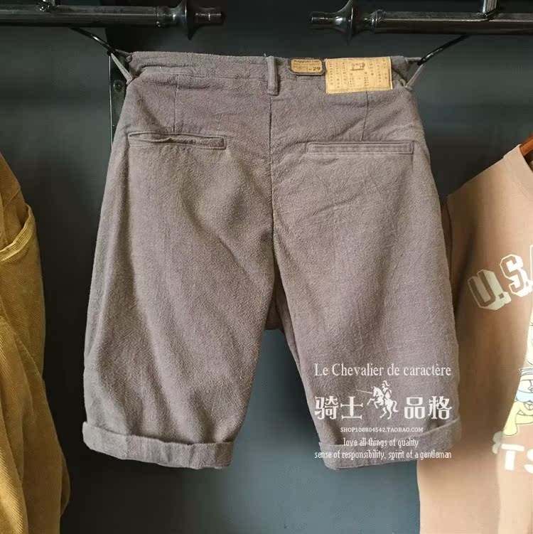 Quần lửng dày hạt tre dày quần soóc nam Ami 咔叽 quần cotton lanh cotton năm quần mùa hè - Quần short quần jogger nam