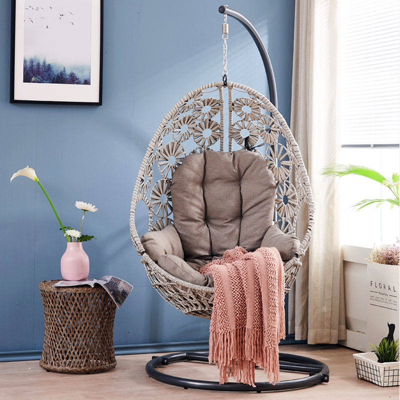 Hanging cradle cradle indoor adult single iron swing hanging chair home balcony net red lazy rattan chair hanging chair princess