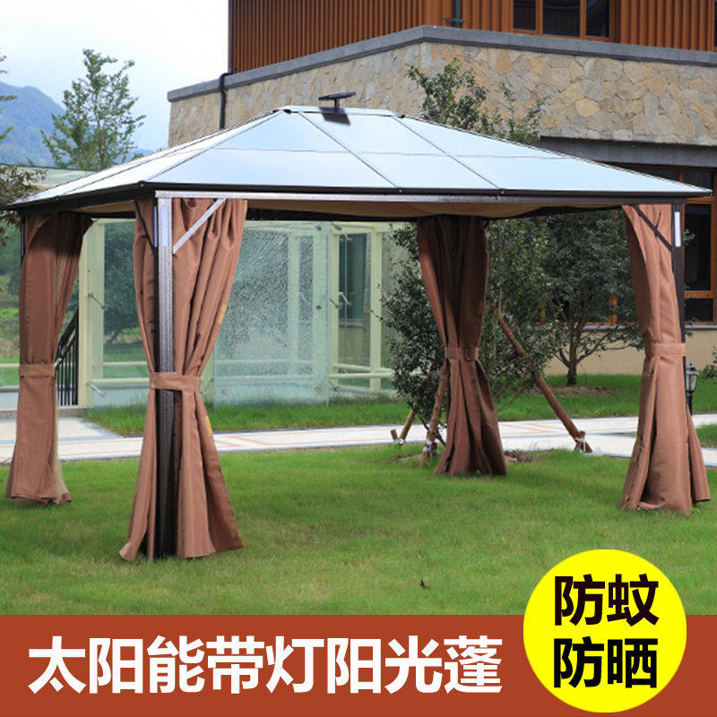 Outdoor Cool Pavilion Courtyard Garden Awning-style villa Leisure Rome tent aluminium alloy Mobile four-corner pavilions-Taobao
