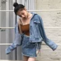 Áo khoác nữ mùa thu mới denim nữ khí chất Hàn Quốc chic gió lỏng áo khoác ngắn hoang dã áo khoác kaki nữ