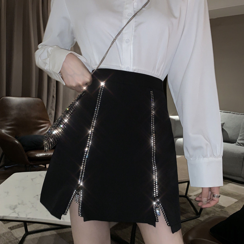 Half - body dress 2022 new personality zipper temperament irregular short skirt high waist A - character skirt skirt