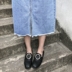 Mùa xuân hè 2017 của phụ nữ phiên bản Hàn Quốc mới của váy denim xẻ eo cao nữ hoang dã váy dài sinh viên thon chân váy chữ a caro Váy