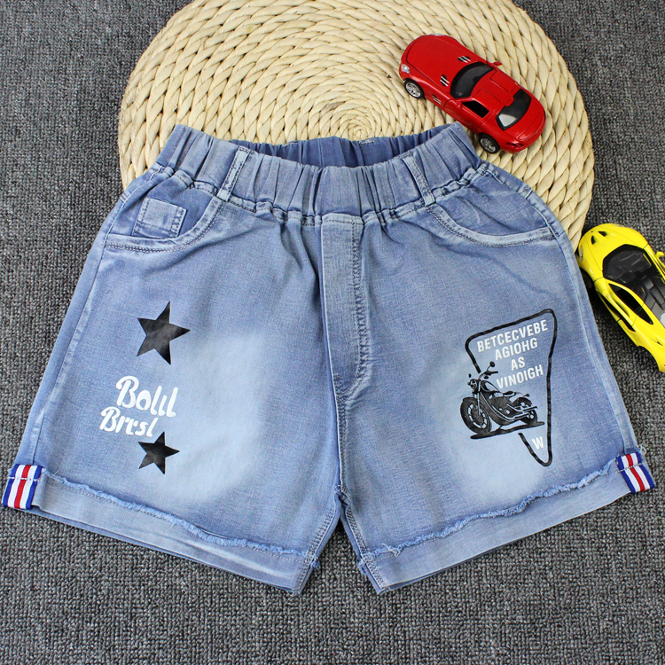 Cậu bé béo mùa hè mỏng mảnh quần short denim cậu bé lớn cộng với phân bón tăng thời trang cho bé trai ba điểm quần thủy triều - Quần jean quần jean trẻ em quảng châu