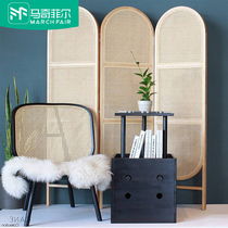 Marchfield Nordic folding solid wood rattan rattan art single-sided screen partition wall designer homestay hotel furniture