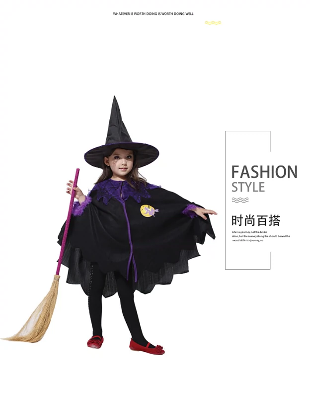 Halloween cos trẻ em trang phục cô gái phù thủy nhỏ hiệu suất áo choàng áo cha mẹ-con phù hợp với cô gái quần áo phù thủy