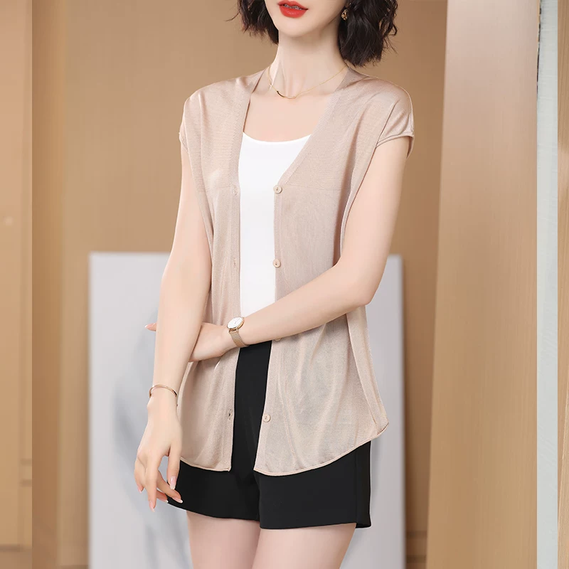 Вязаный кардиган, летняя накидка, slip-дdress, тонкий шелковый жилет, майка, куртка