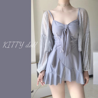 2025 New Popular One-Piece Skirt-Style Swimsuit for Women, Summer Pure and Elegant Style, Slimming and Conservative Swimwear