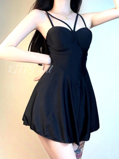 Maillot de bain pour femmes, grosse fille, style jupe une pièce, couvrant la chair, haut de gamme, noir conservateur, à manches longues, nouvelle collection 2025