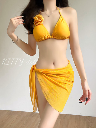 2025新款比基尼分体泳衣女高级性感纯欲风独特漂亮海边度假三件套