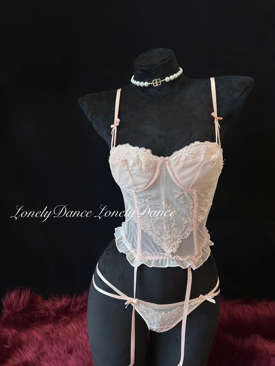 LonelyDance Niche Fishbone Waist-cinching Panty Set - Flattering for Small Busts with Lace Embroidery and Underwire Bra