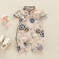 Детская хлопковая летняя одежда для девочек, тонкое летнее ципао, китайский стиль