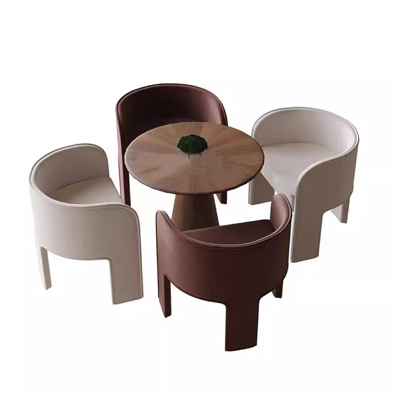 Sales Office Negotiation Table with Four Chairs, Post-Modern Minimalist Beauty Salon Hotel Lobby Light Luxury Reception Table and Chair Furniture