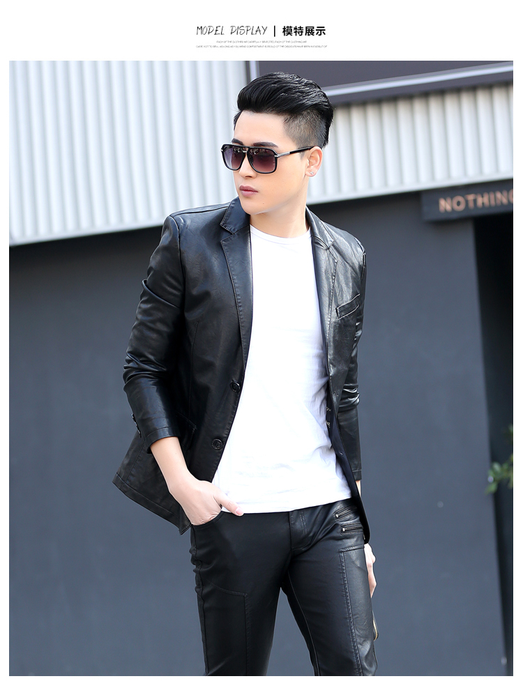 2018 mùa xuân và mùa thu da mới người đàn ông da của Slim Hàn Quốc phiên bản của đẹp trai phù hợp với da thanh niên phù hợp với áo khoác áo khoác thủy triều áo khoác nỉ nam