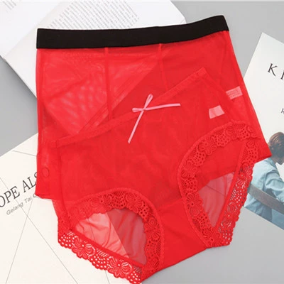 Xia Bennian đỏ đầy đủ trong suốt lưới kích thước lớn không có dấu vết băng lụa vài đồ lót nam và nữ quần short thoáng khí