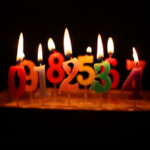 Baking crystal digital color birthday candle 0 - 9 option birthday cake decoration baby year - old romantic